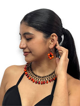 Aretes Flor de Huayruro Rojo - Diseño Artesanal de Amazonas
