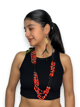 Collar Largo Huayruro y Achira - Semillas Nativas de Amazonas