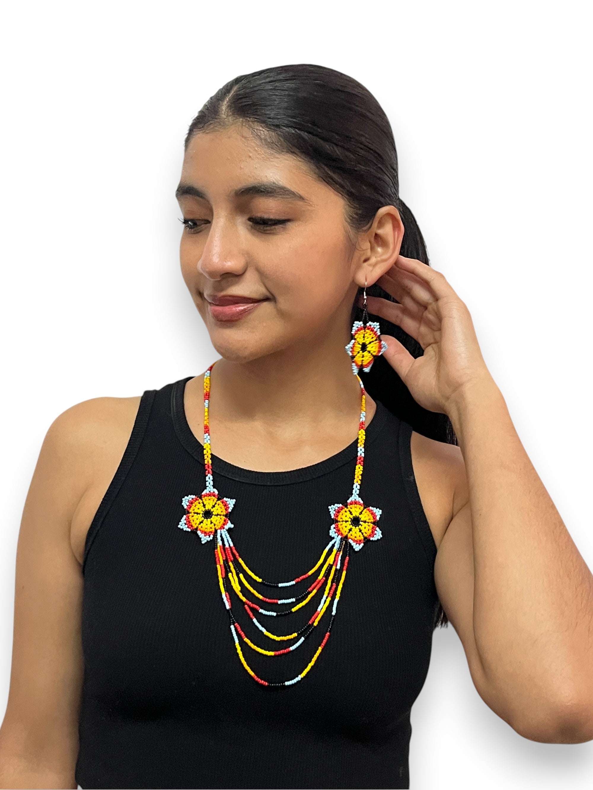 Collar Arcoíris Mostacilla Sintética - Diseño Multicolor Artesanal