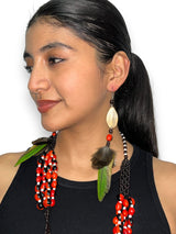 Arte Decorativo Madera, Huayruro y Plumas Guacamayo - Artesanía Amazónica