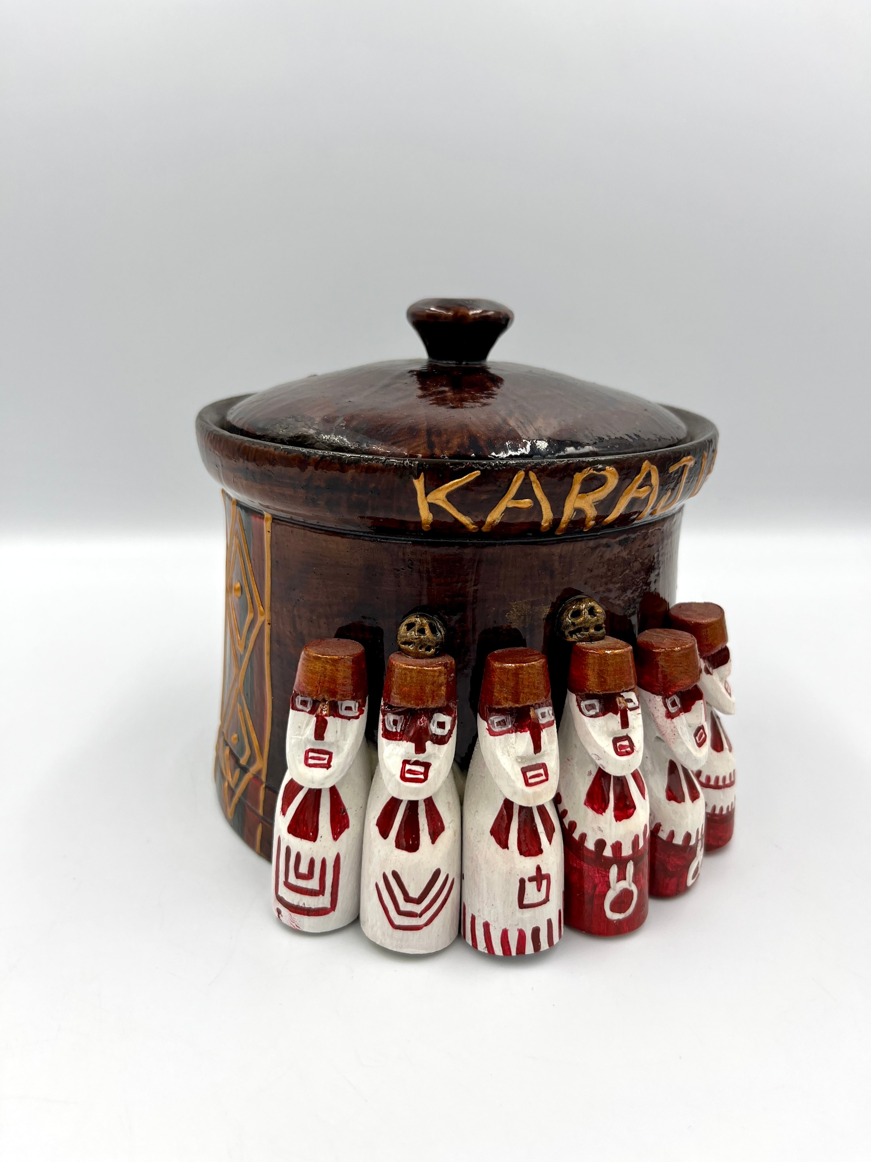Azucarero Madera Sarcófagos Karajía - Diseño Alto Relieve Tradicional