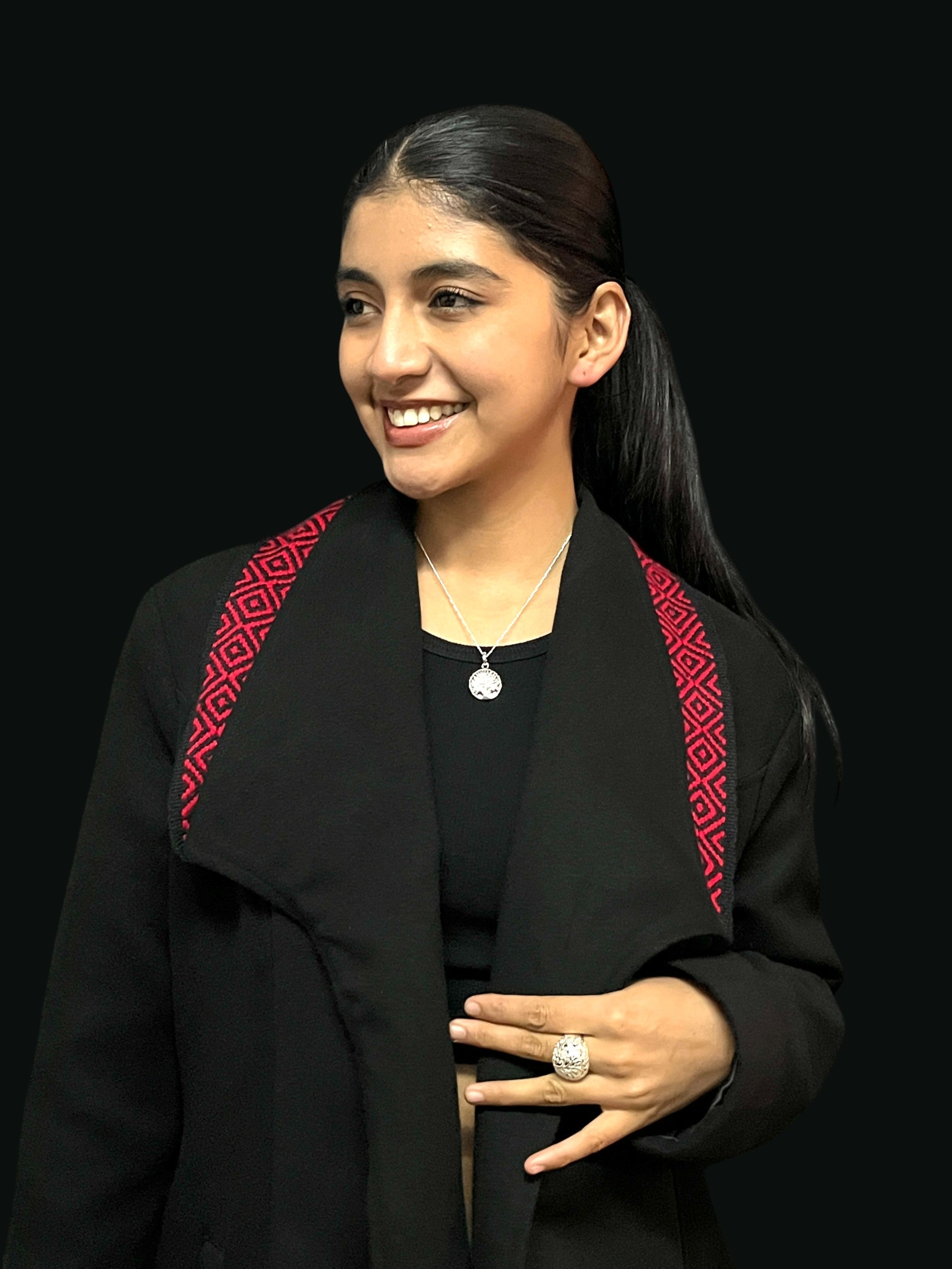 Necklace and ring with tree of life pendant in 950 silver