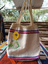 Bolso de Algodón Nativo y Cabuya Teñido con Tintes Naturales