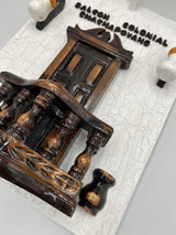 Balcón Chachapoyano de Madera con Acabado Craquelado