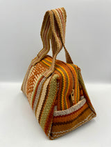 Cartera de Mano de Lana de Oveja con Diseño de Rombos – Colores Ladrillo, Verde y Beige