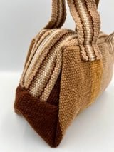 Cartera de Mano de Lana de Oveja en Telar – Diseño Beige con Marrón