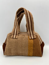 Cartera de Mano de Lana de Oveja en Telar – Diseño Beige con Marrón