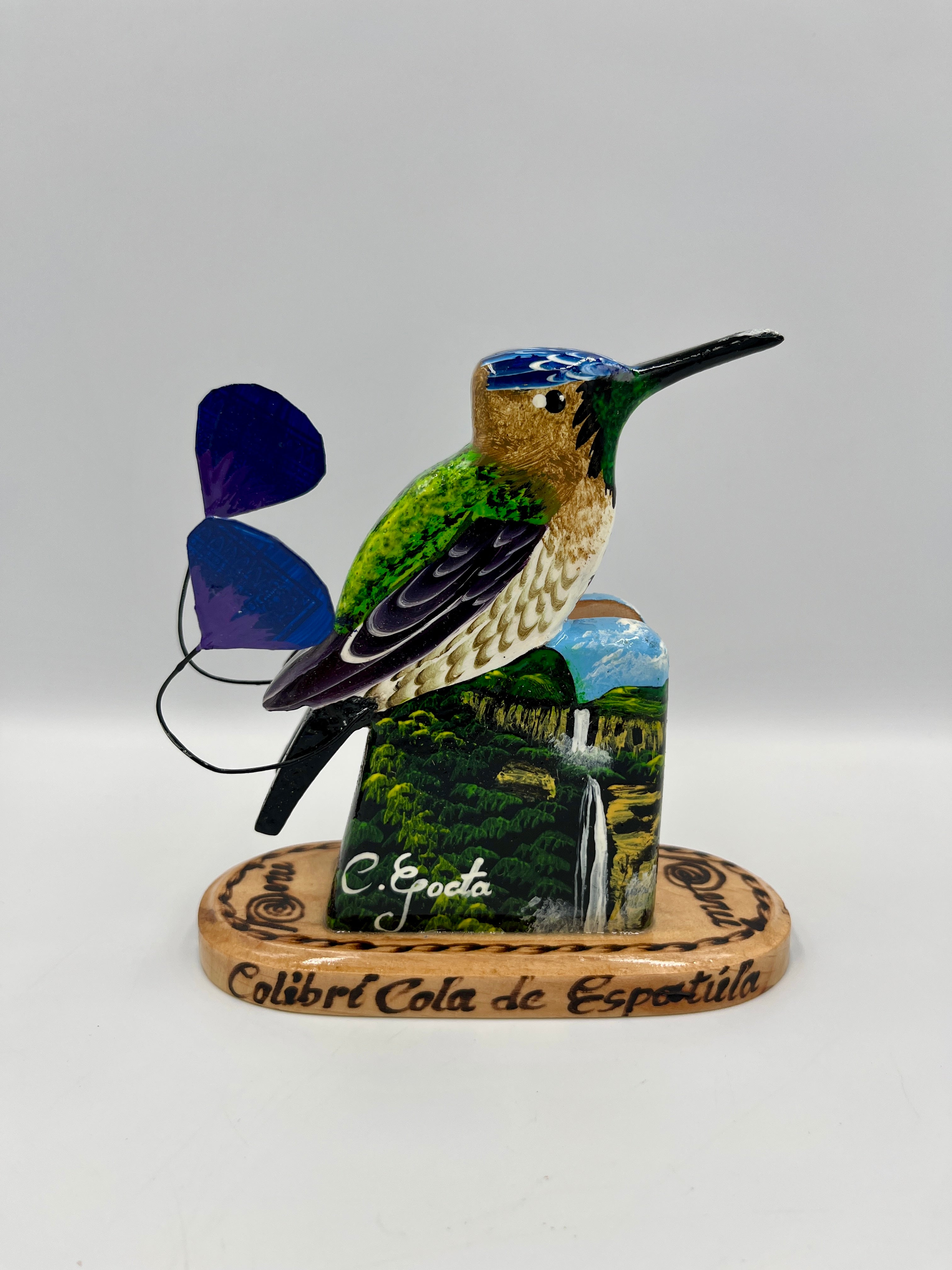 Porta servilletero de madera Colibrí Cola de Espátula