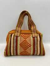 Cartera de Mano de Lana de Oveja con Diseño de Rombos – Colores Ladrillo, Verde y Beige