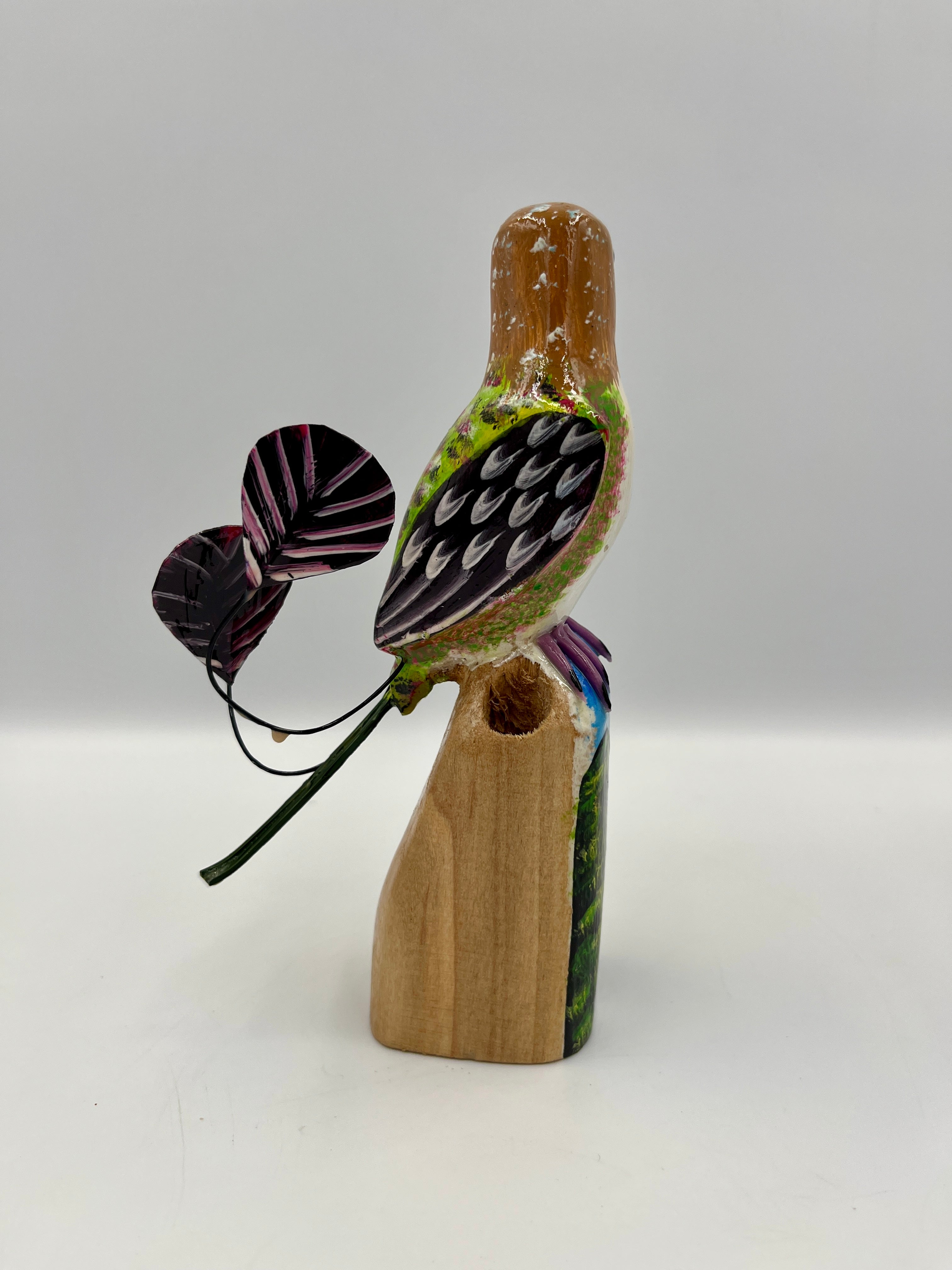 Hummingbird Spatula Tail Wooden Pencil Holder