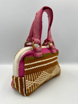 Cartera de Mano de Lana de Oveja con Diseño de Rombos de Colores – Tejido Artesanal