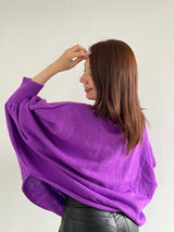 Knitted Sweater with Anti-Allergic Yarn Sticks – 3/4 Sleeves in Purple