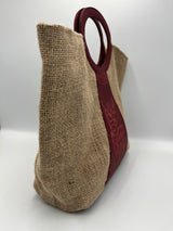 Cartera de Mano de Yute con Aplique de Bio-Cuero – Diseño de Búho