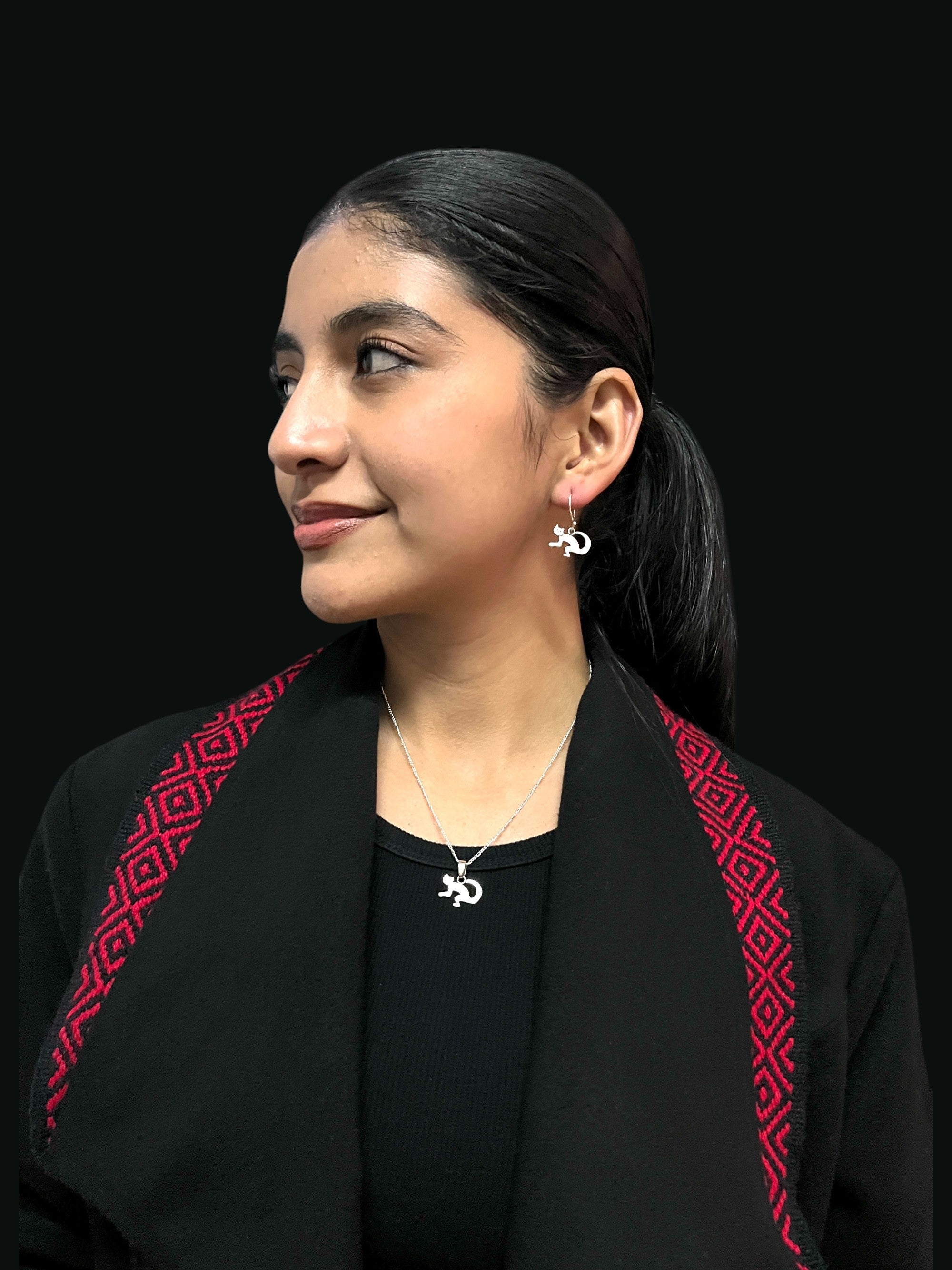 950 Silver Necklace and Earrings Set with Chachapoyas Iconography