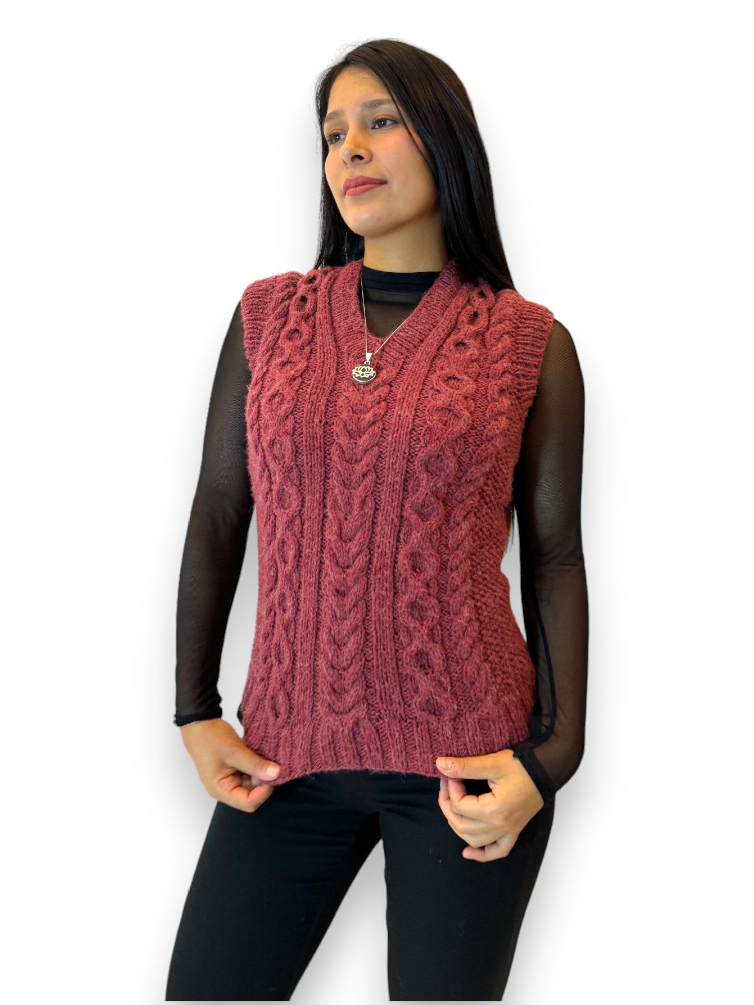 Dos Agujas Chompas De Lana De Mujer Sueter Abierto Tejer Sueter - Main Image