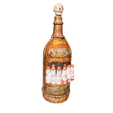 Botella Decorativa de Vidrio con Diseño de Sarcófagos de Karajía en Madera y Cerámica al Frío