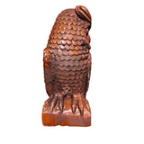 Búho decorativo tallado a mano en madera de nogal (25x11x11 cm)