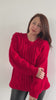 Long Alpacril Yarn Sweater with Diamond Design – Red