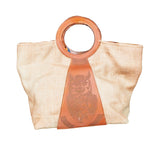 Cartera de Mano de Yute con Aplique de Bio-Cuero – Diseño de Búho